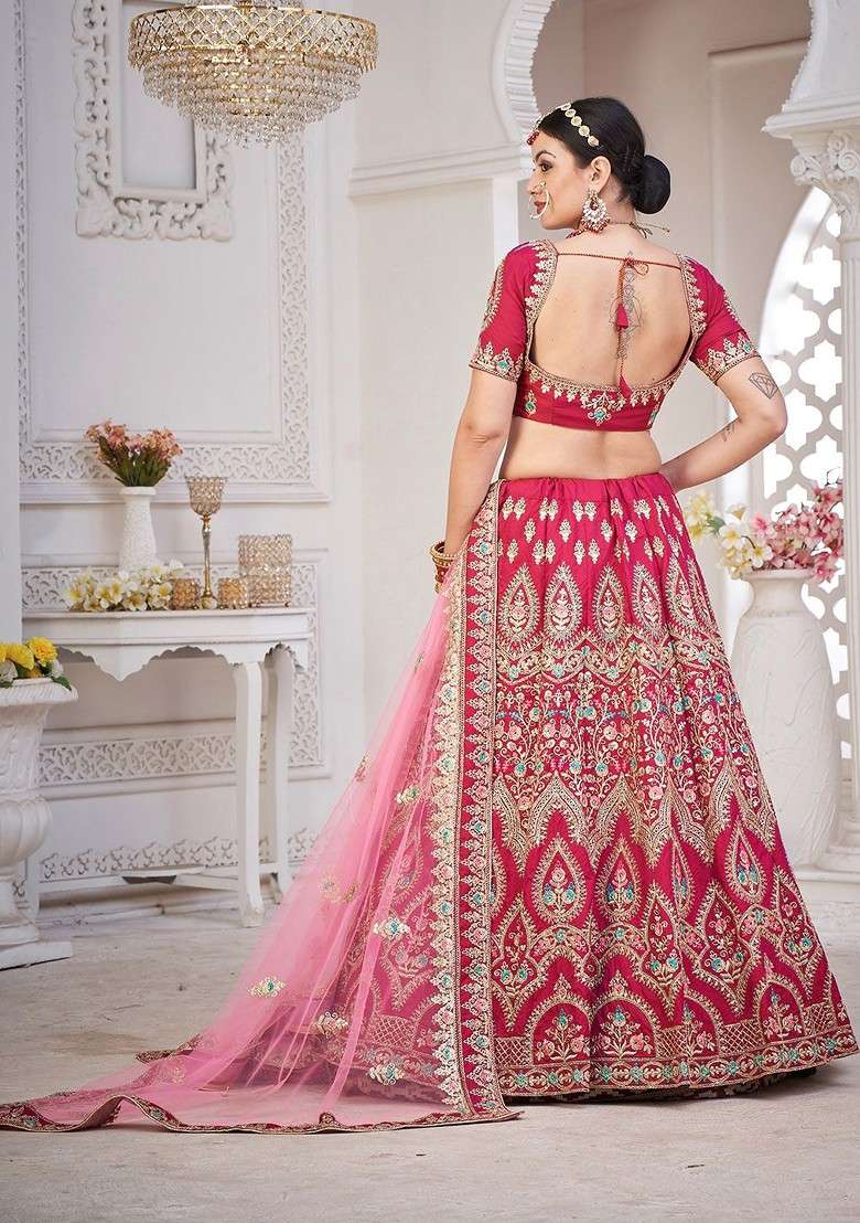 Maroon Emboridered Blended Lehenga Choli - Indya