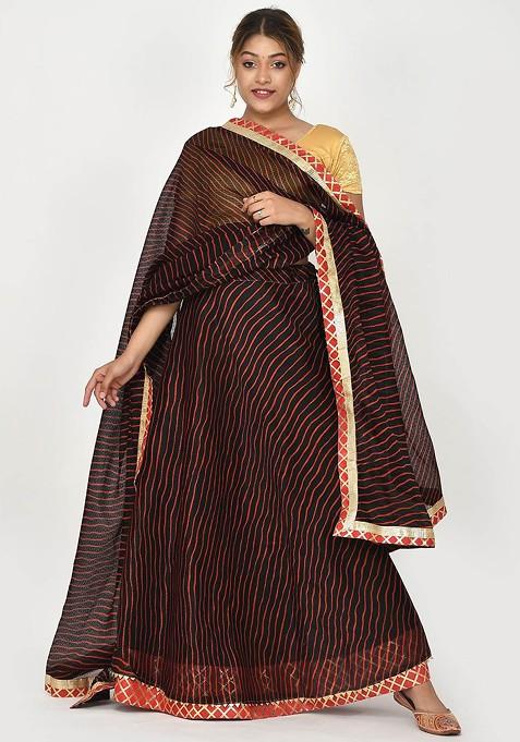 Black Printed Blended Lehenga Choli — view on Indya