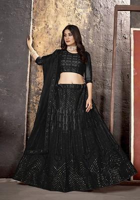 Black Emboridered Blended Lehenga Choli