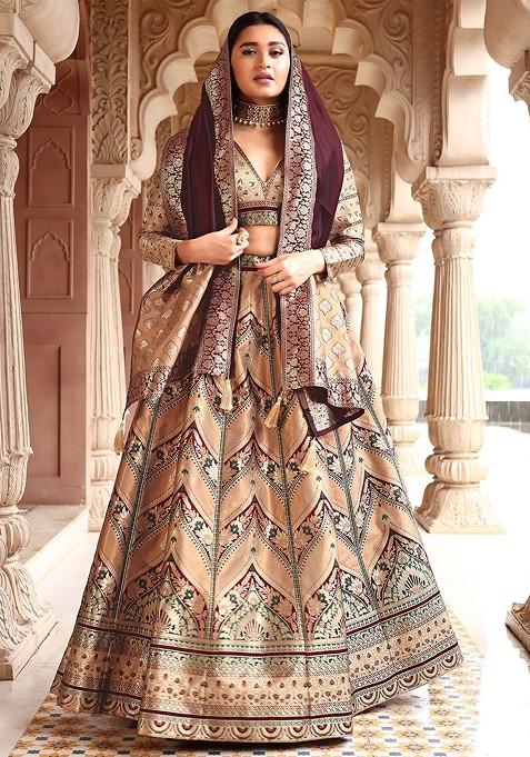 Gold Emboridered Blended Lehenga Choli — view on Indya