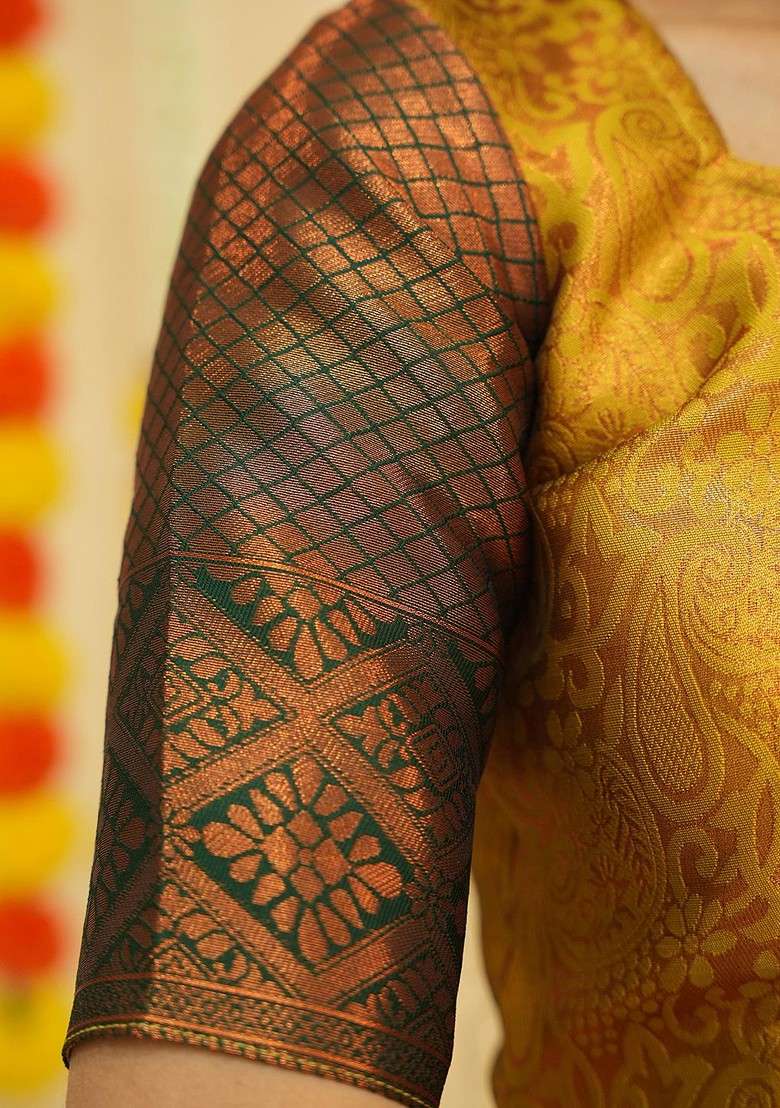 Yellow Zari Work Blended Lehenga Choli - Indya