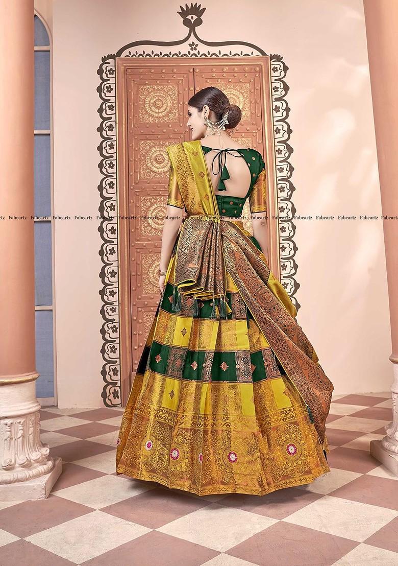 Yellow Emboridered Blended Lehenga Choli - Indya