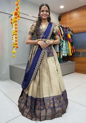 Navy Blue Sequinned Blended Lehenga Choli