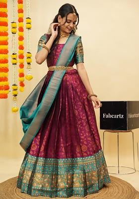 Purple Zari Work Blended Lehenga Choli