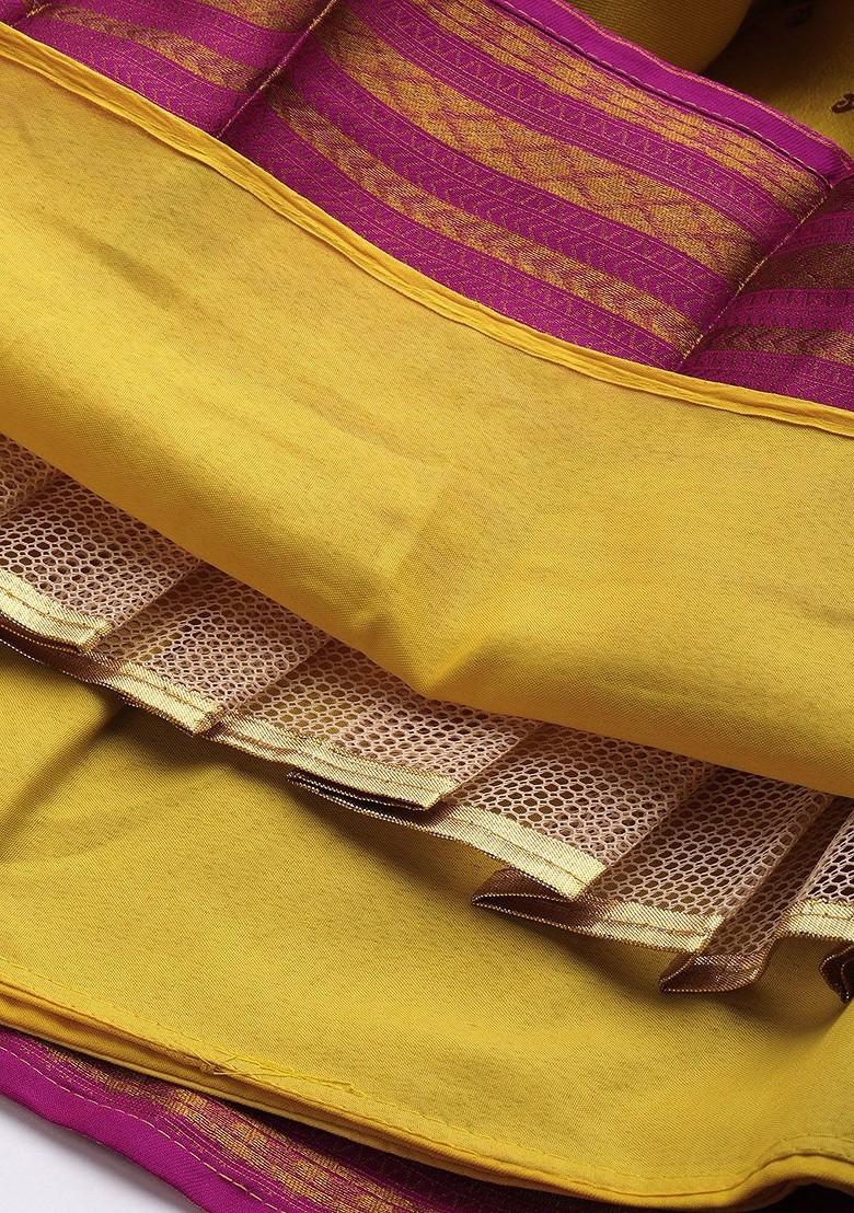 Mustard Emboridered Blended Lehenga Choli - Indya