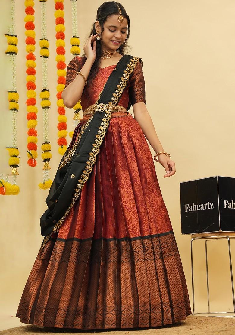 Maroon Zari Work Blended Lehenga Choli - Indya