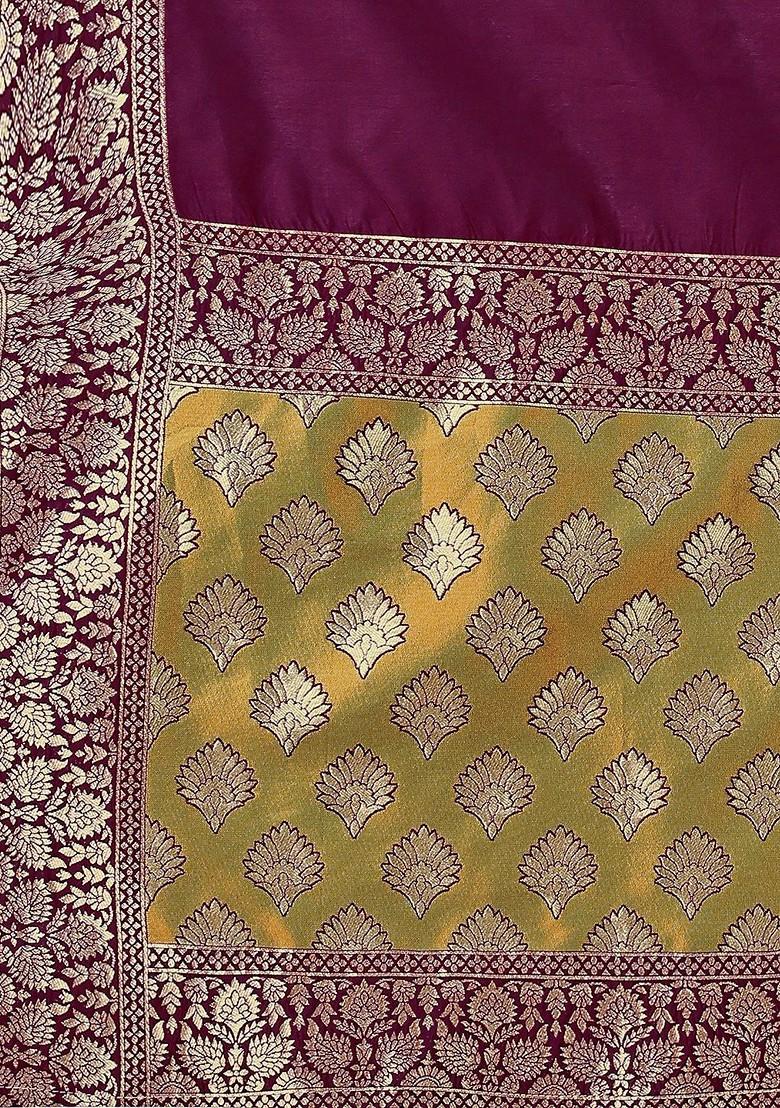 Olive Emboridered Blended Lehenga Choli - Indya