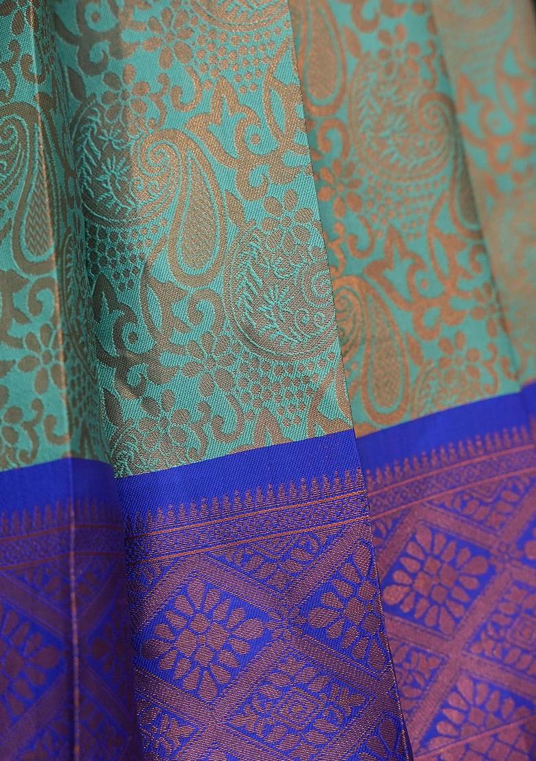 Blue Zari Work Blended Lehenga Choli - Indya