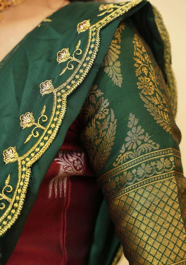 Maroon Zari Work Blended Lehenga Choli - Indya
