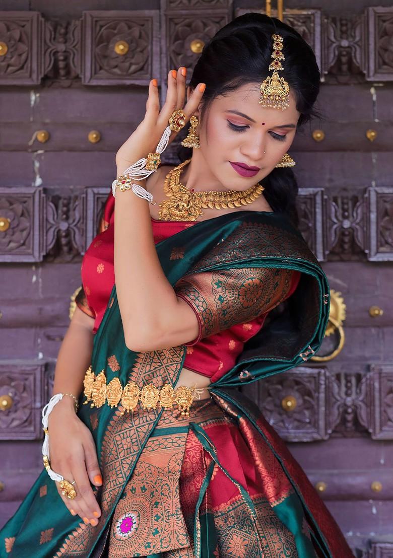 Maroon Zari Work Blended Lehenga Choli - Indya
