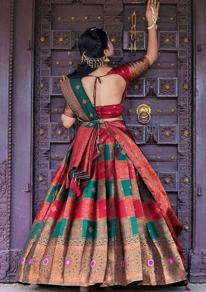 Maroon Zari Work Blended Lehenga Choli - Indya