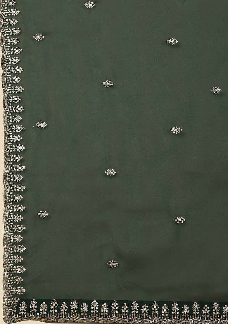 Sea Green Woven Design Blended Lehenga Choli - Indya