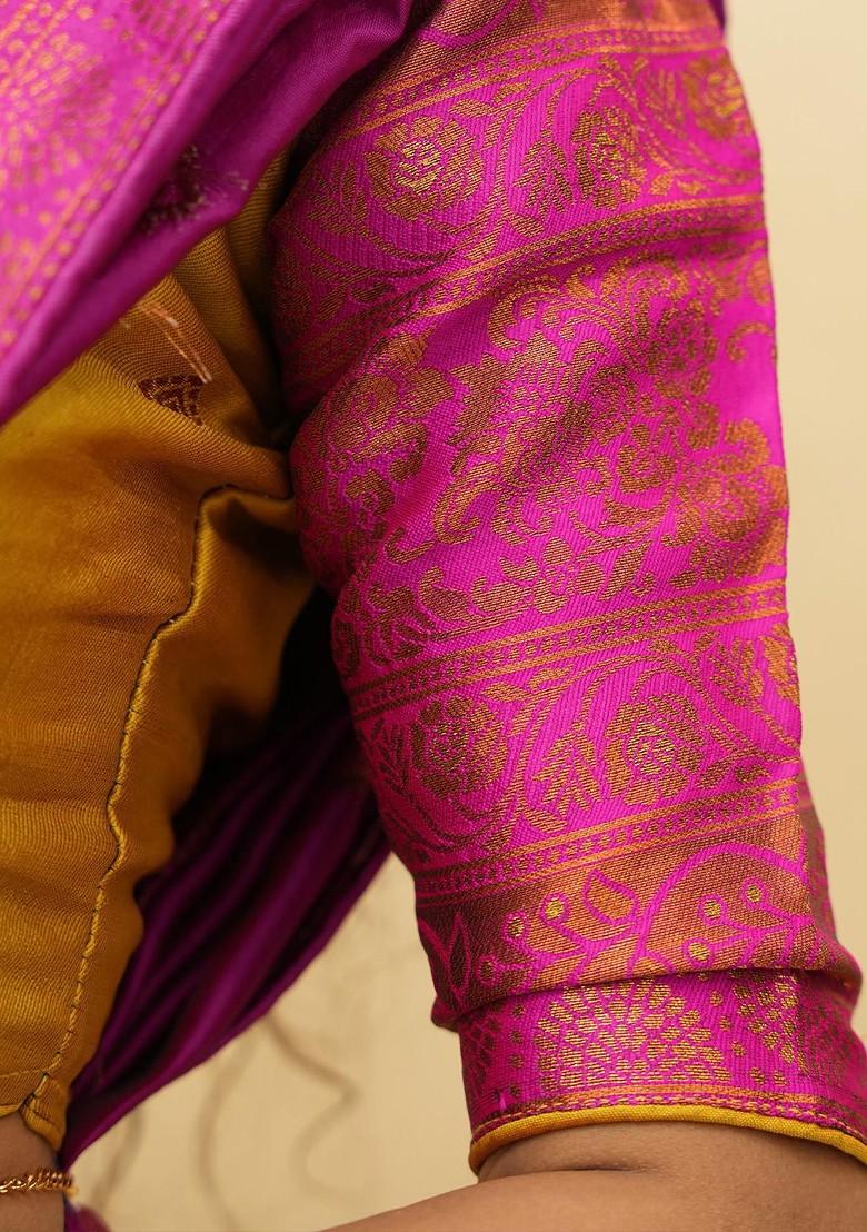 Yellow Woven Design Blended Lehenga Choli - Indya