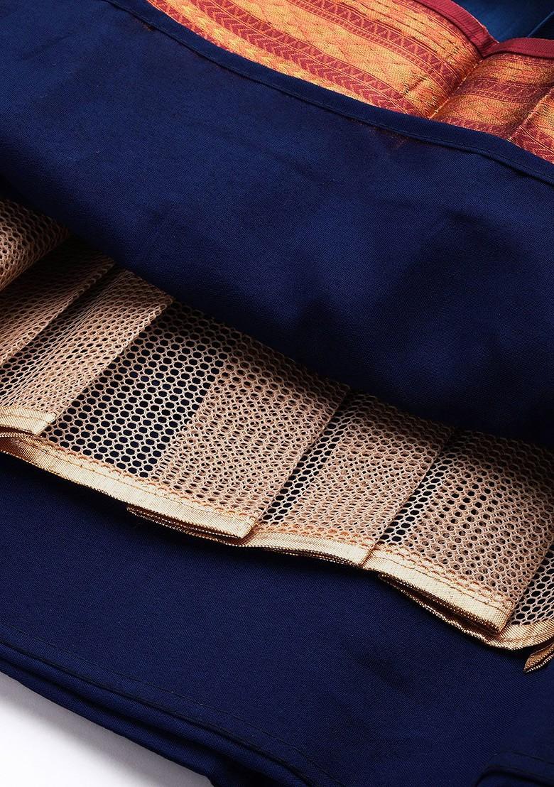 Navy Blue Emboridered Blended Lehenga Choli - Indya