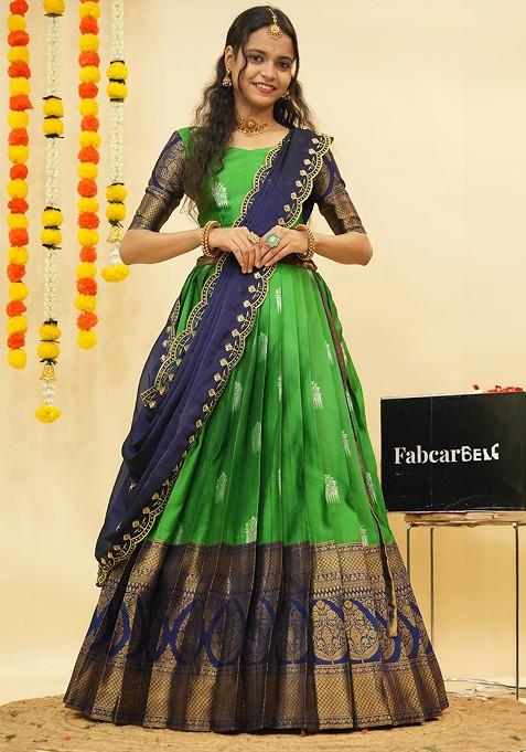 Green Zari Work Blended Lehenga Choli