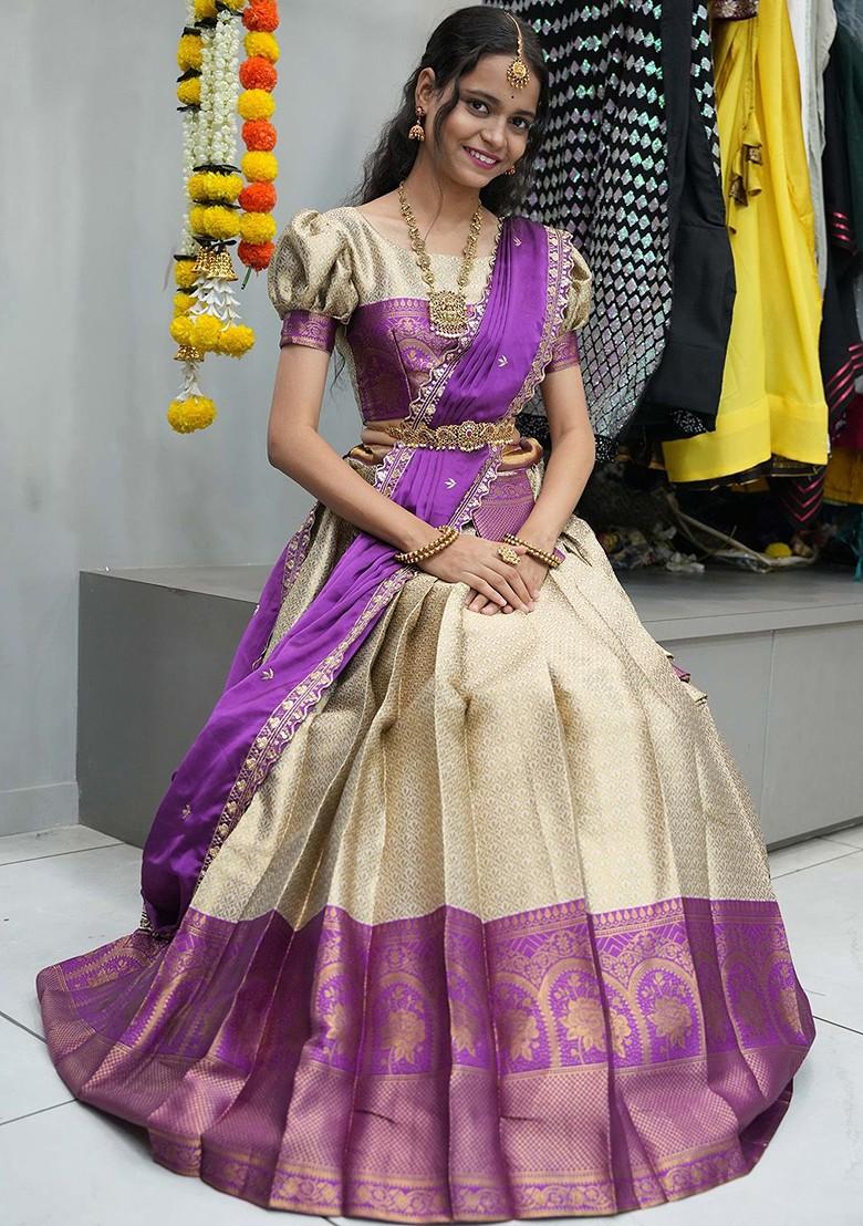 Purple Emboridered Blended Lehenga Choli - Indya