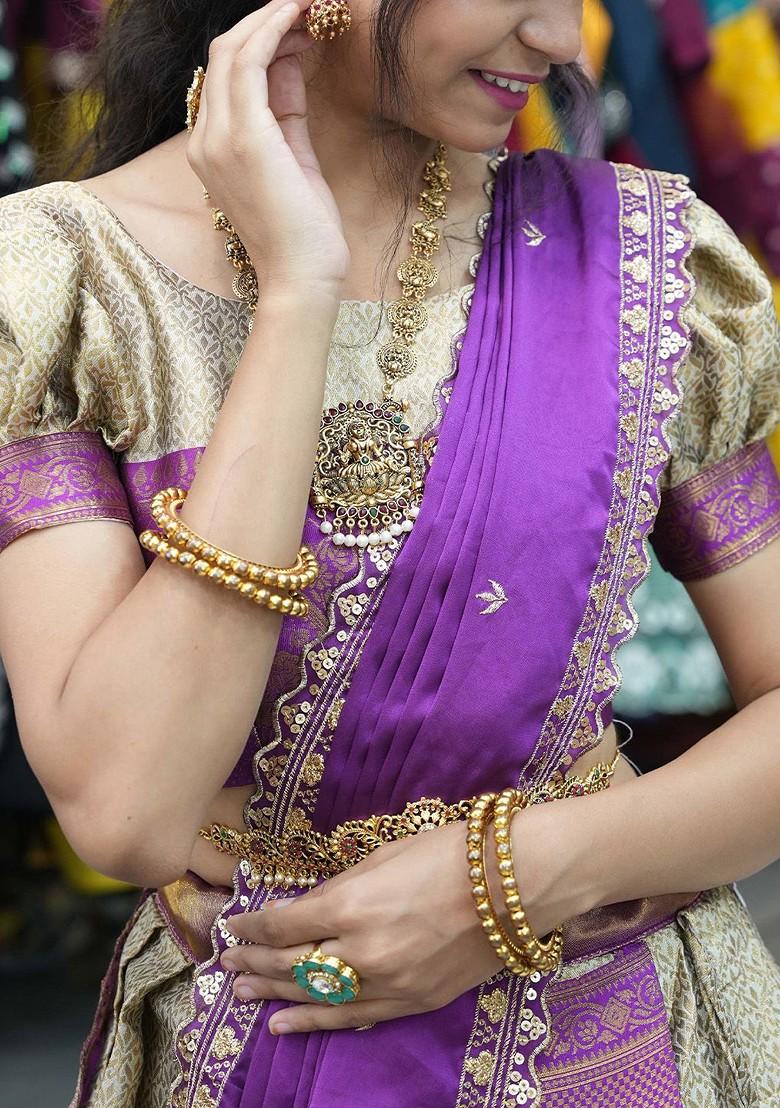 Purple Emboridered Blended Lehenga Choli - Indya