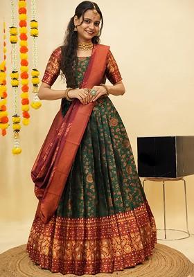 Green Zari Work Blended Lehenga Choli