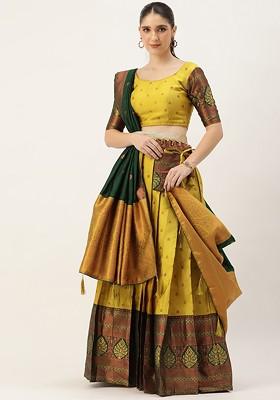 Yellow Emboridered Blended Lehenga Choli