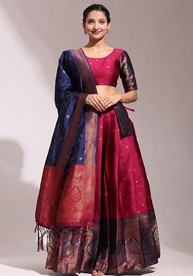 Maroon Zari Work Blended Lehenga Choli