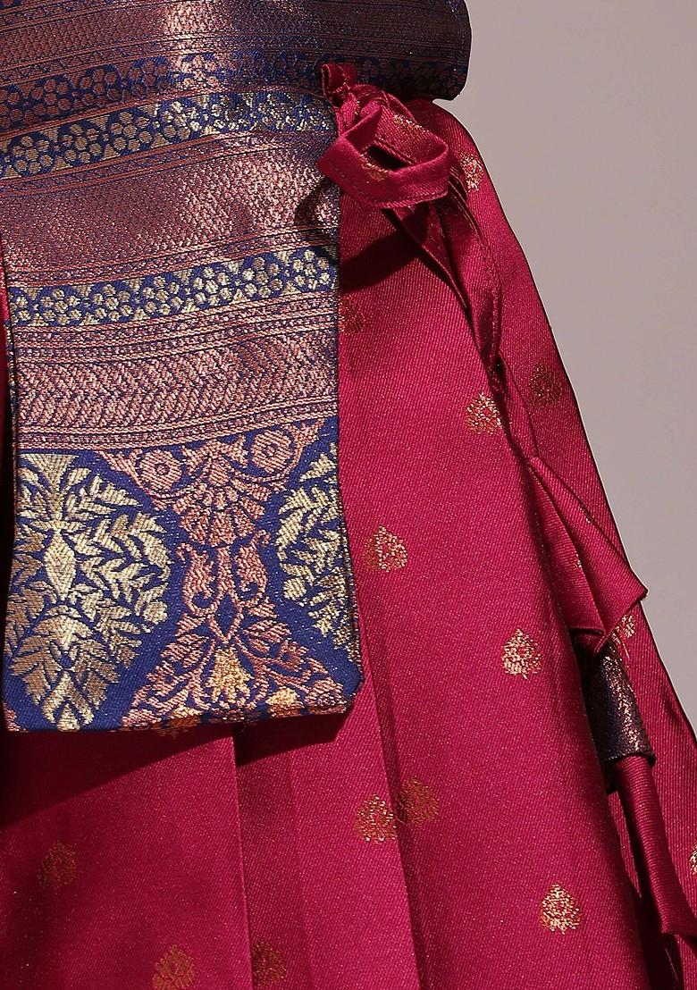 Maroon Zari Work Blended Lehenga Choli - Indya