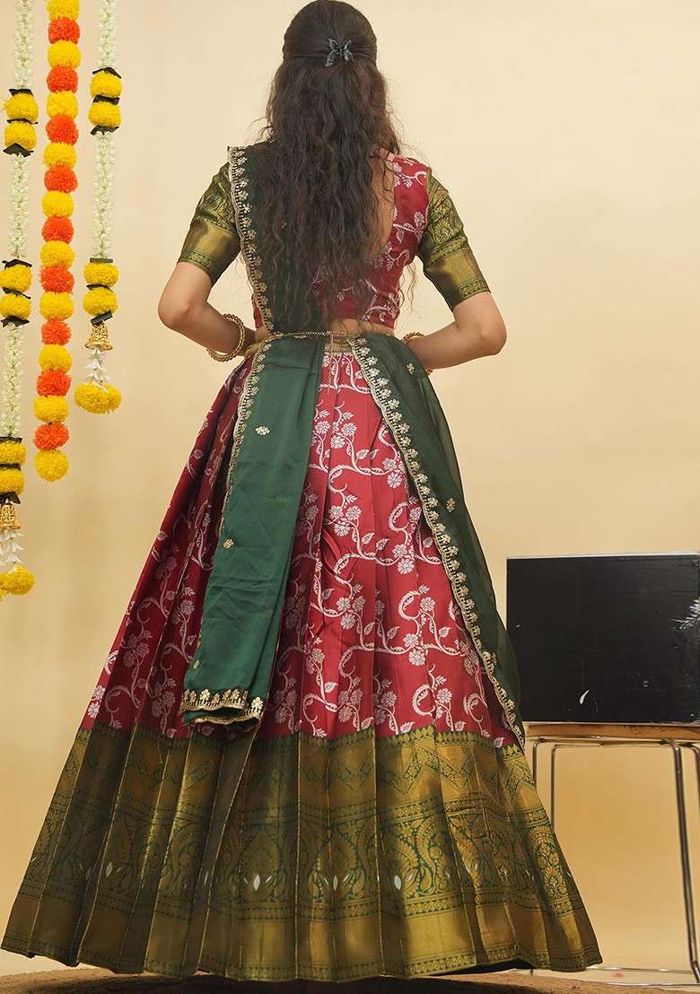 Maroon Zari Work Blended Lehenga Choli - Indya
