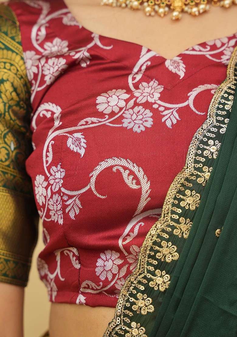 Maroon Zari Work Blended Lehenga Choli - Indya