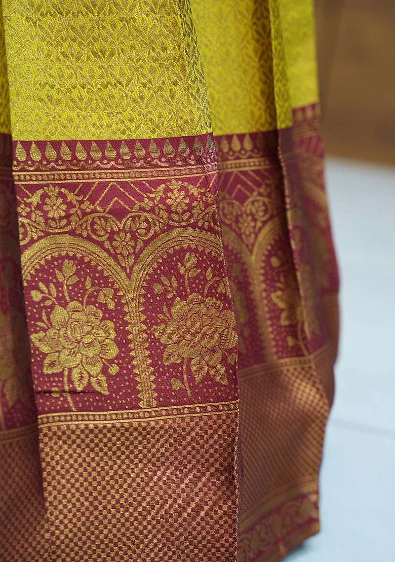 Yellow Emboridered Blended Lehenga Choli - Indya