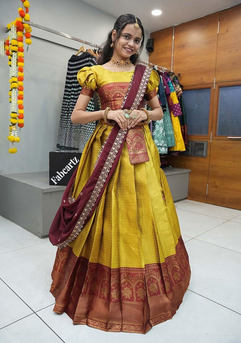 Yellow Emboridered Blended Lehenga Choli - Indya