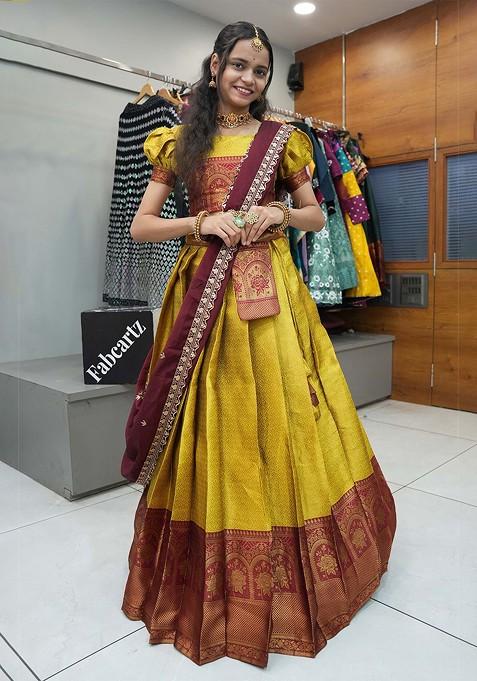 Yellow Emboridered Blended Lehenga Choli