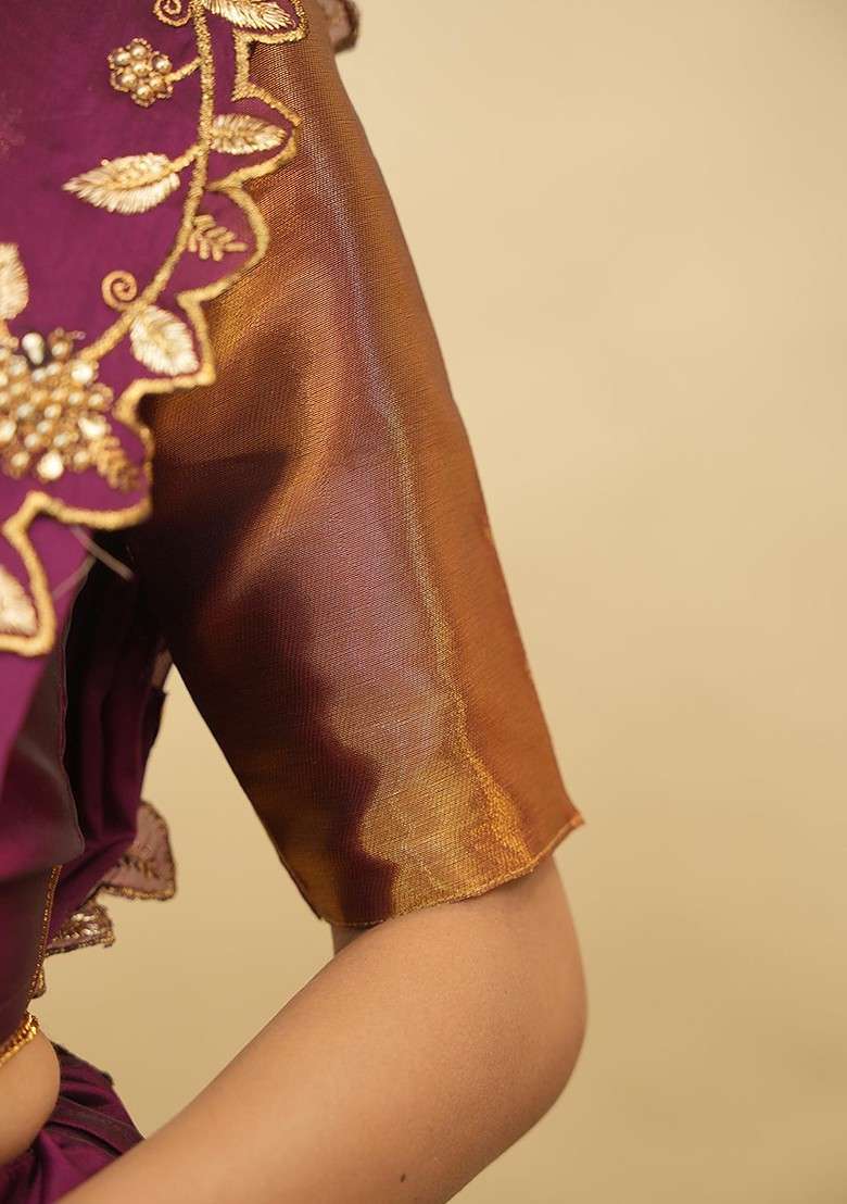 Purple Zari Work Blended Lehenga Choli - Indya