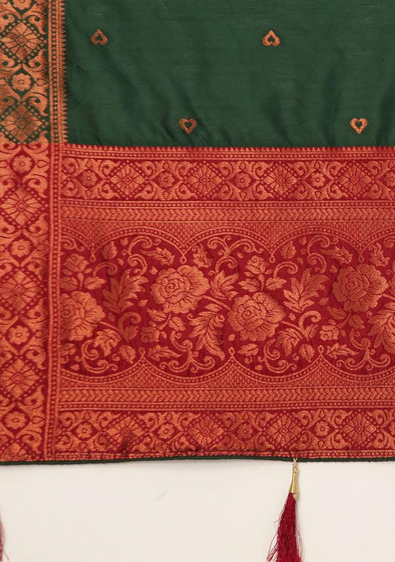 Maroon Zari Work Blended Lehenga Choli - Indya