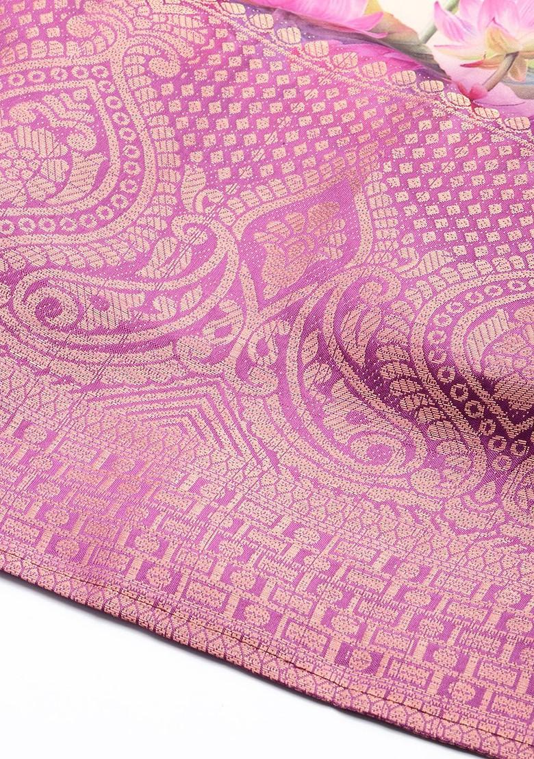 Violet Printed Blended Lehenga Choli - Indya