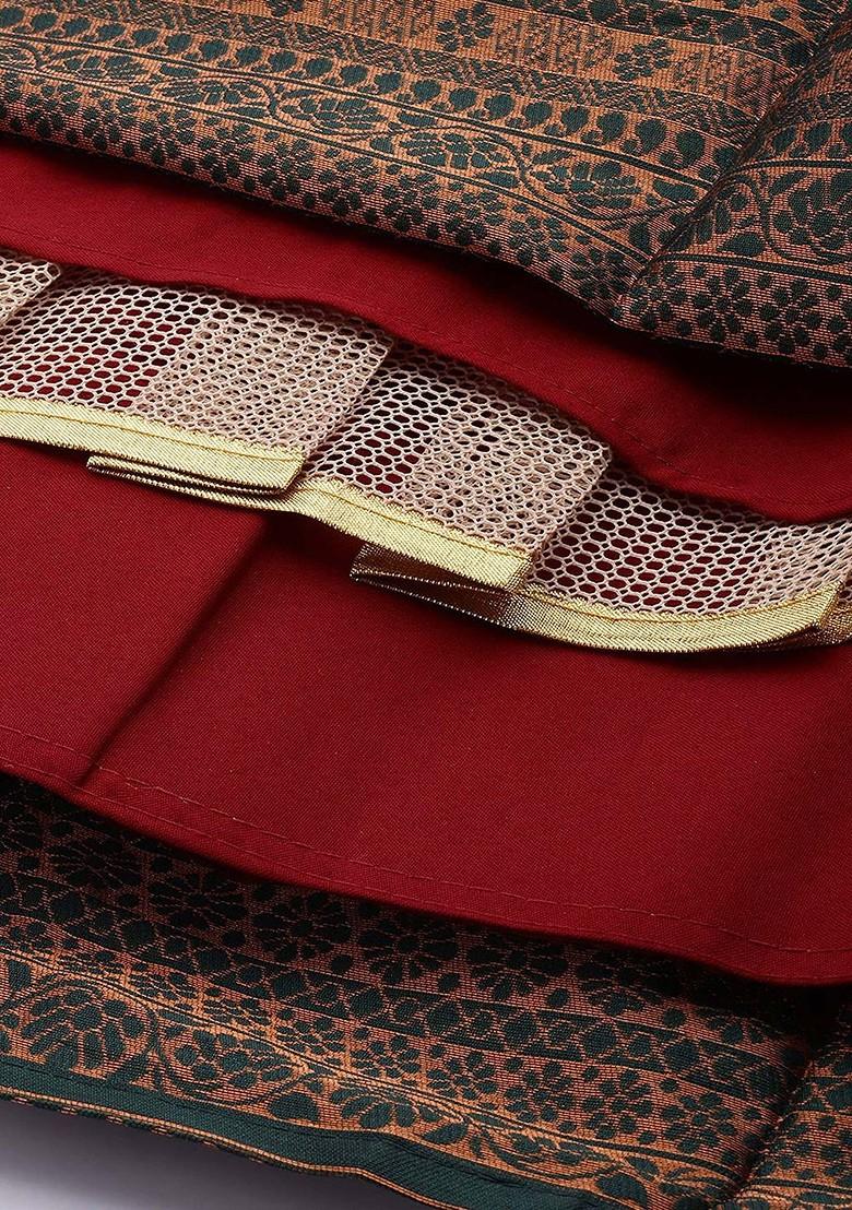 Maroon Woven Design Blended Lehenga Choli - Indya
