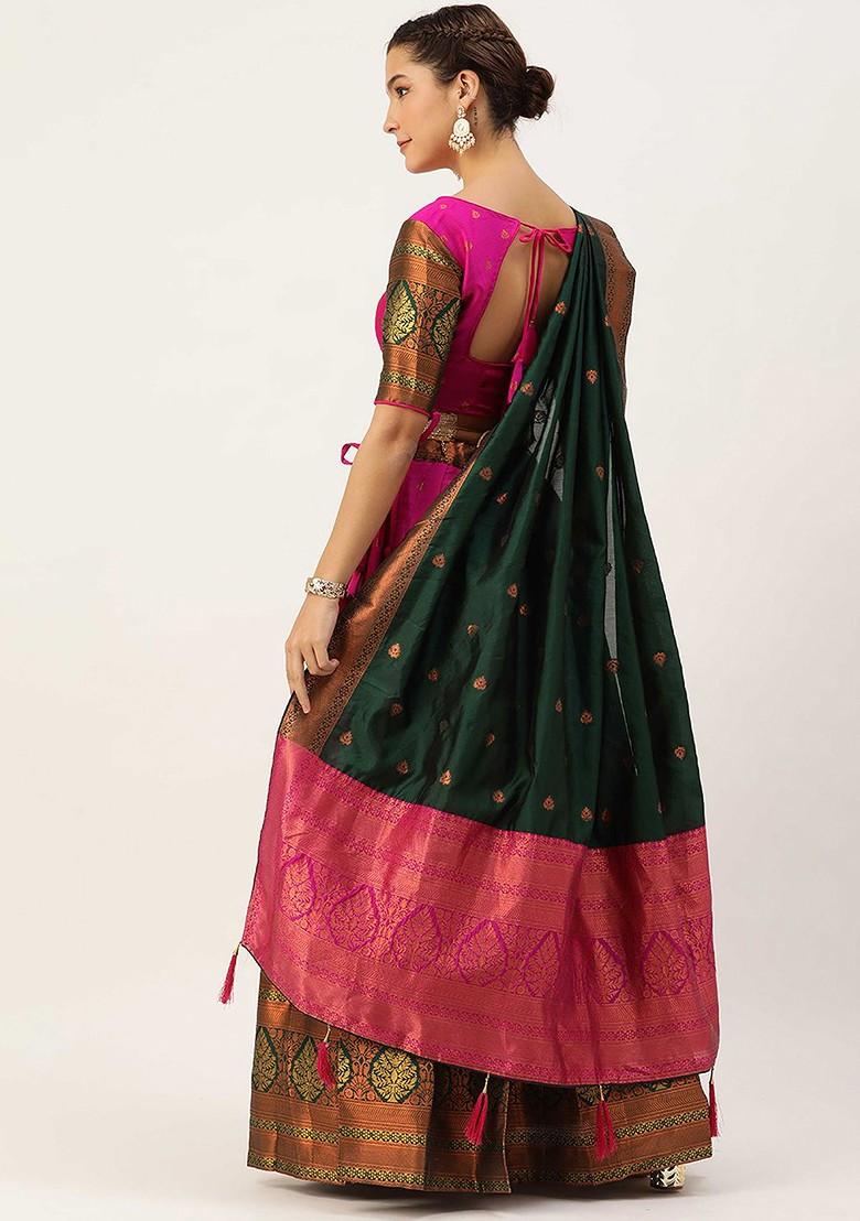 Pink Zari Work Blended Lehenga Choli - Indya