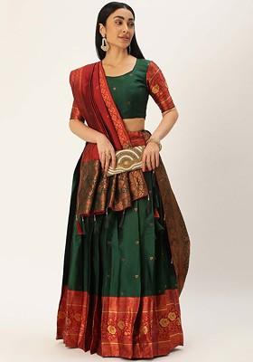 Green Zari Work Blended Lehenga Choli