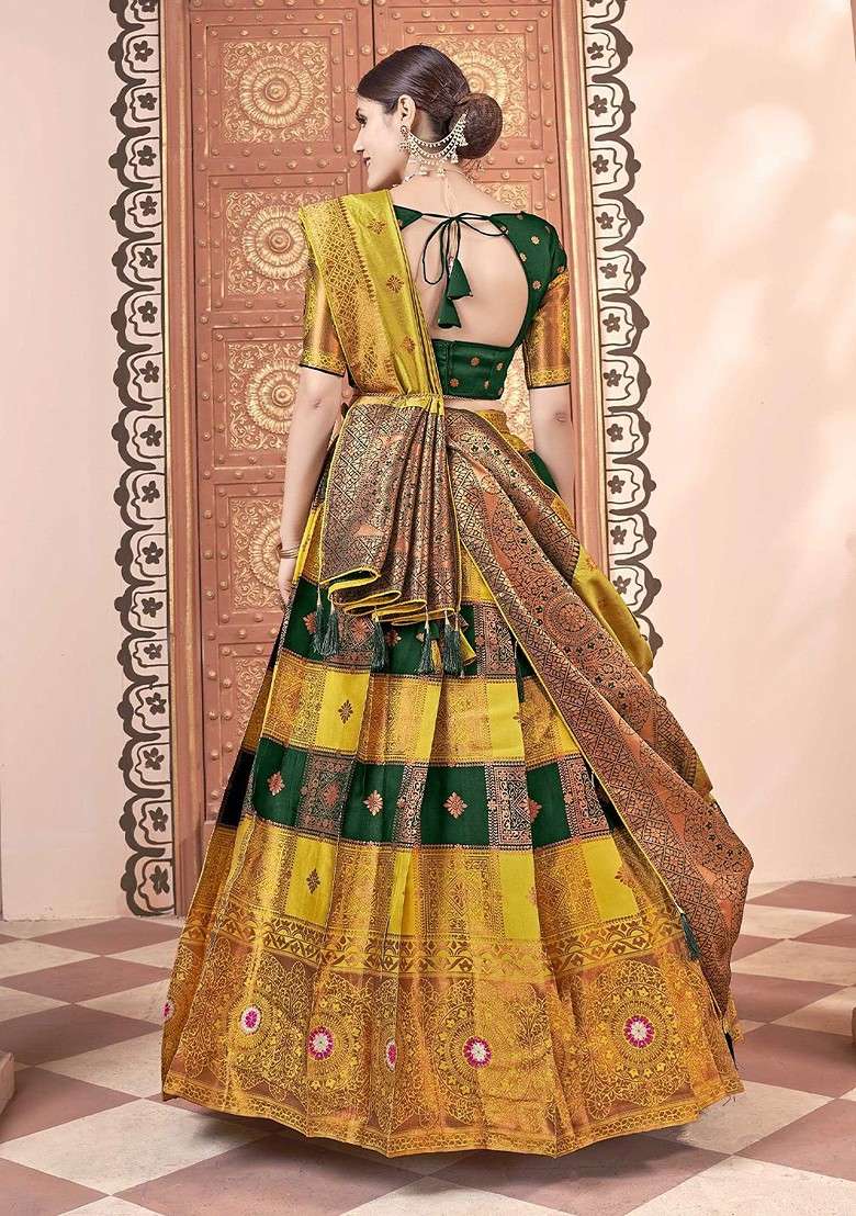 Yellow Emboridered Blended Lehenga Choli - Indya