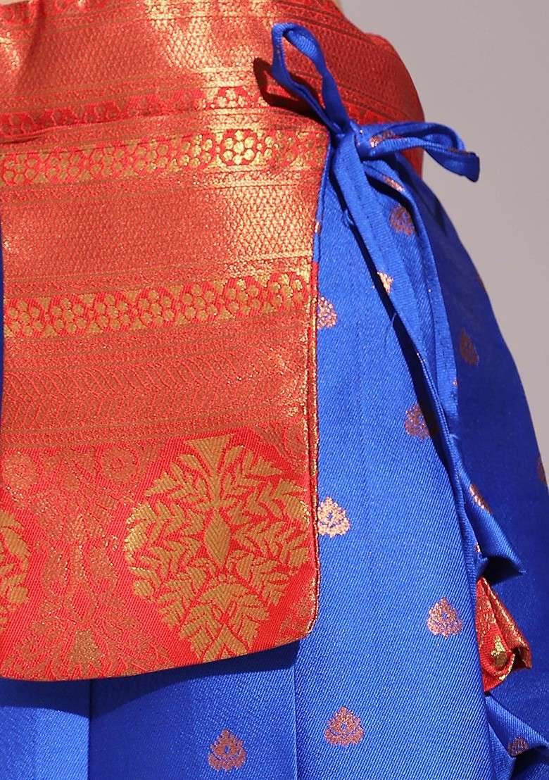 Blue Woven Design Blended Lehenga Choli - Indya