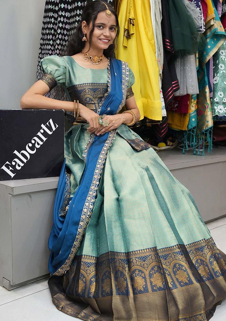 Sea Green Sequinned Blended Lehenga Choli - Indya