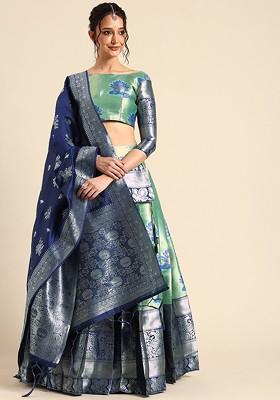 Sea Green Emboridered Blended Lehenga Choli