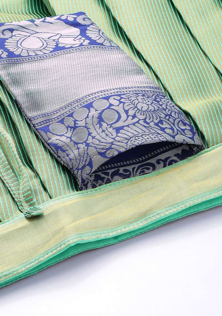 Sea Green Emboridered Blended Lehenga Choli - Indya