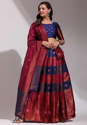 Purple Zari Work Blended Lehenga Choli