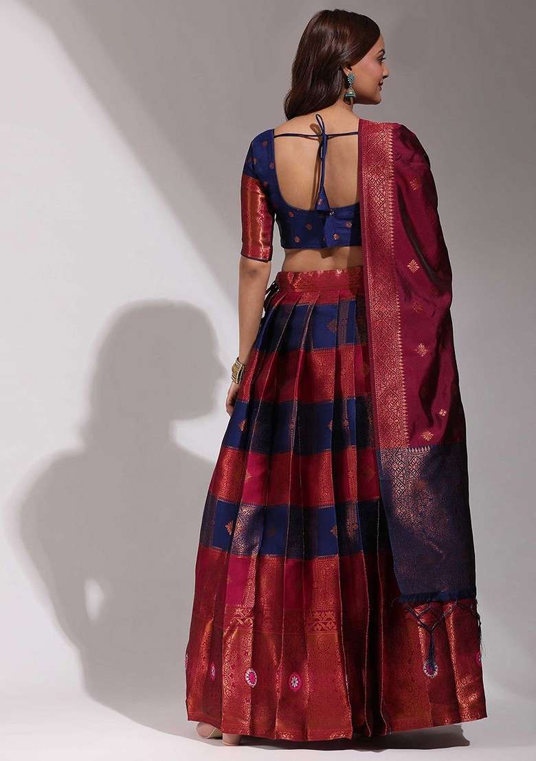 Purple Zari Work Blended Lehenga Choli - Indya