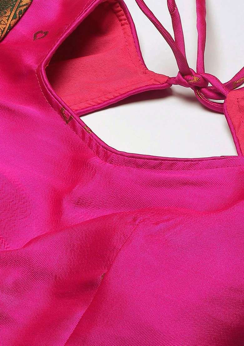 Pink Zari Work Blended Lehenga Choli - Indya