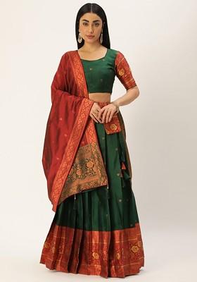 Green Zari Work Blended Lehenga Choli