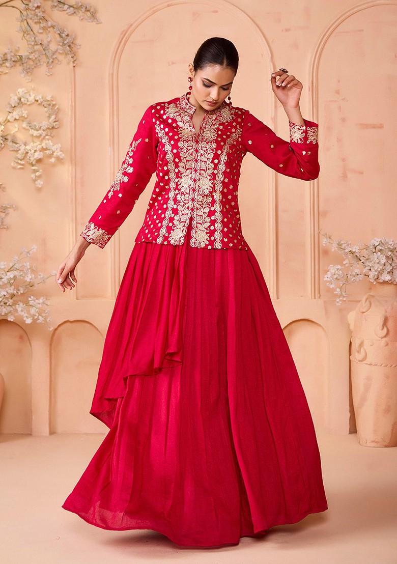 Pink Emboridered Blended Lehenga Choli