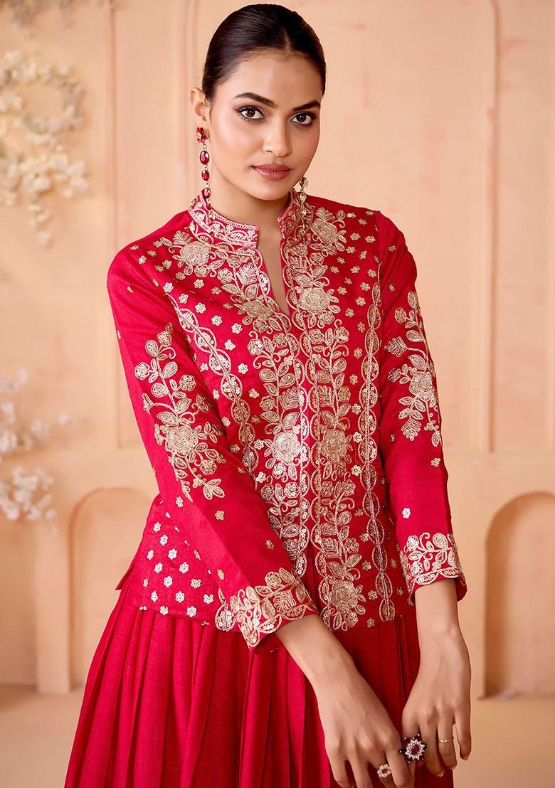 Pink Emboridered Blended Lehenga Choli