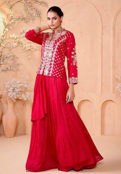Pink Emboridered Blended Lehenga Choli