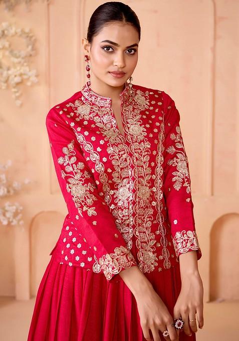 Pink Emboridered Blended Lehenga Choli