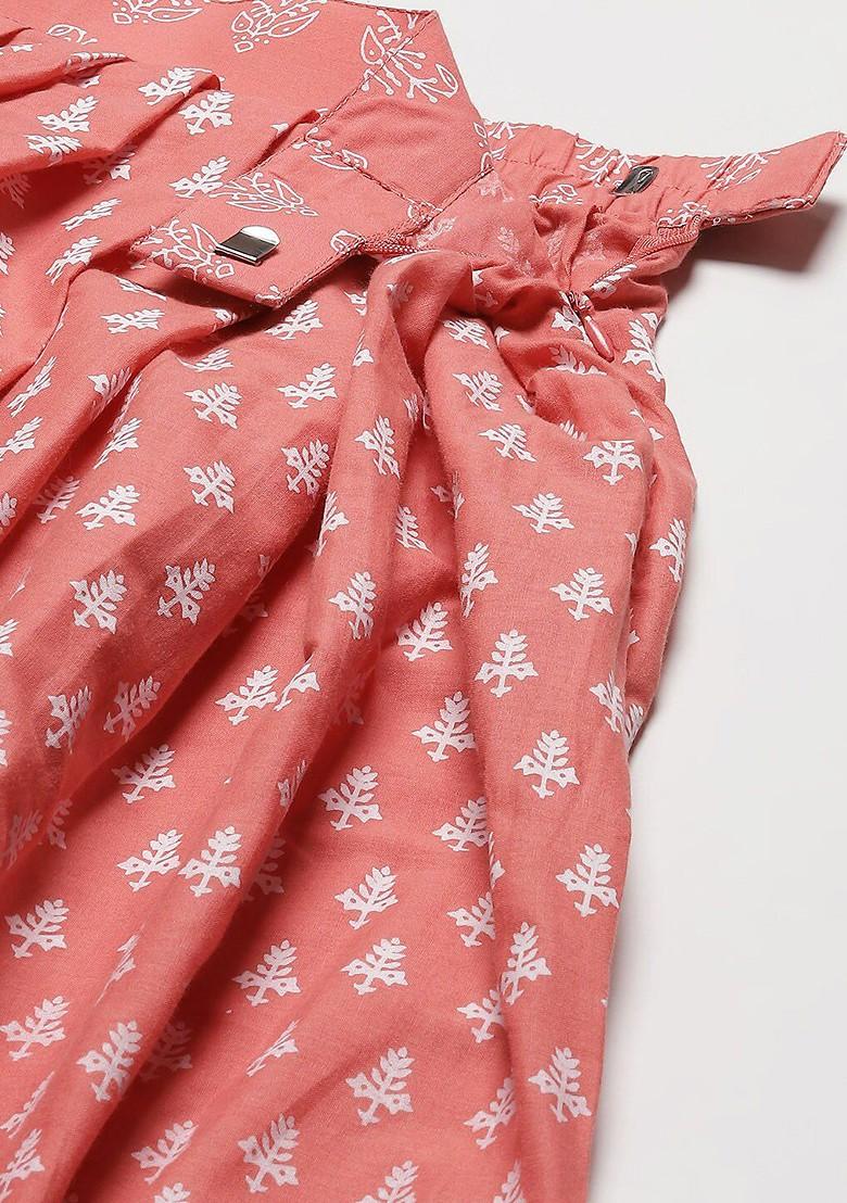 Pink Printed Blended Lehenga Choli